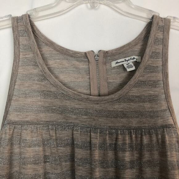 American Eagle Sleeveless Striped Metallic Swing Top Size Medium - Picture 3 of 11